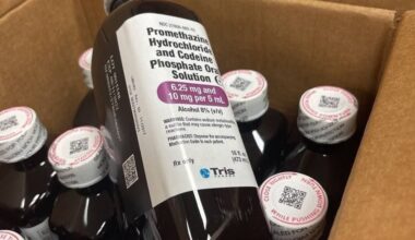 Tris Promethazine with Codeine prescription cough syrup bottle